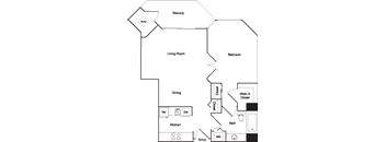 a floor plan of a house with a bedroom and a living room