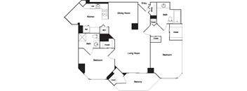 a floor plan of a house with bedrooms and a living room