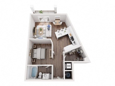 a 2 bedroom floor plan with a bathroom and a living room