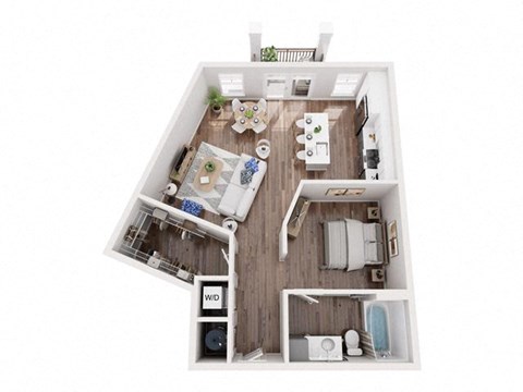 a 2 bedroom floor plan with a bathroom and a living room