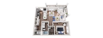 a floor plan of a house with a bedroom and a living room