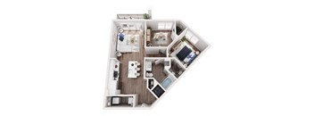 a floor plan of a house with a bedroom and a living room