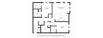 a floor plan of a living room with a bedroom and a kitchen