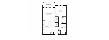 a floor plan of a unit with a bedroom and a living room