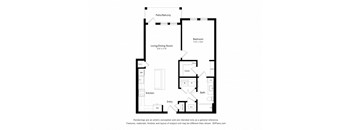 a floor plan of a unit with a bedroom and a living room