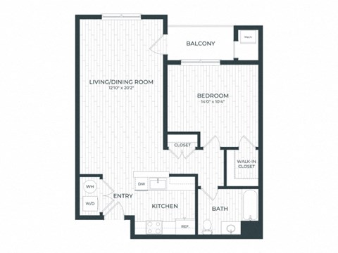 a floor plan of a unit with an open floor plan