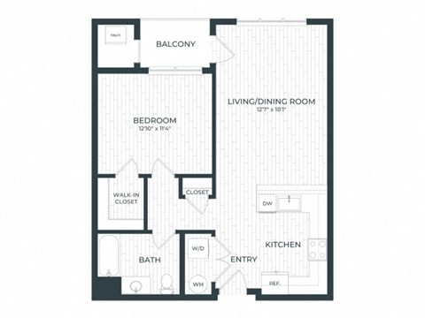 a floor plan of a unit with an open floor plan