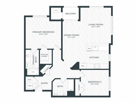 blueprint of 2 bedroom floor plan with closet  the nexus