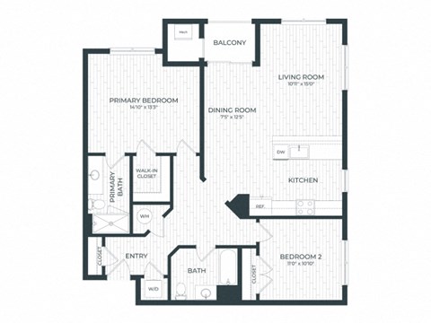 blueprint of 2 bedroom floor plan  the residence at