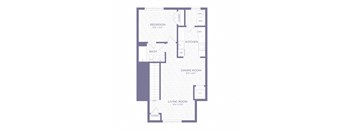 a blue and white floor plan of a building