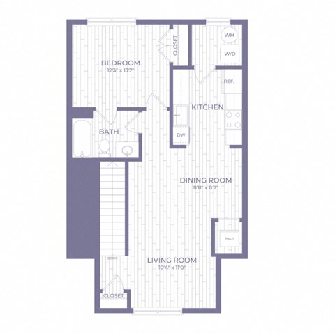 a blue and white floor plan of a building