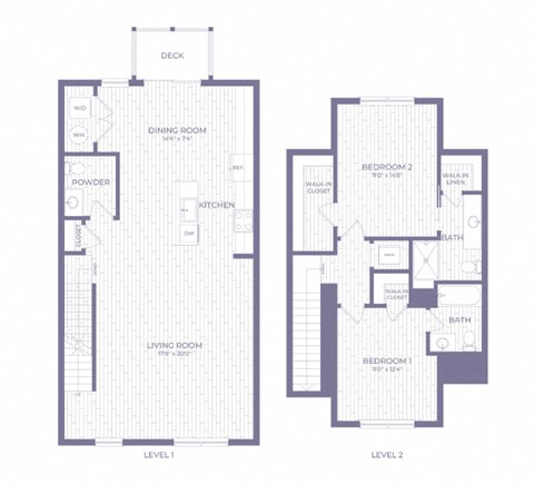a blueprint of two floor plans of a building