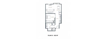 the floor plan for a bedroom apartment with a closet