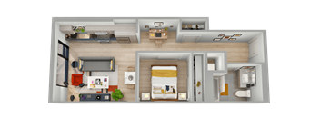 a floor plan of a house with a bedroom and a bathroom