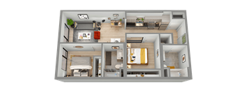 a 3d floor plan of a house with a bedroom and a bathroom