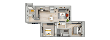 a floor plan of a house with a bedroom and a living room