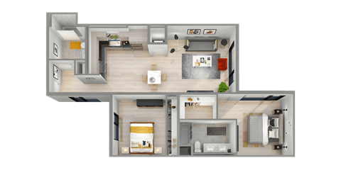 a floor plan of a house with a bedroom and a living room