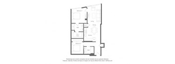 a floor plan of a bedroom apartment with an open floor plan