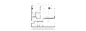a floor plan of a house with a bedroom and a living room