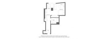 a floor plan of a house with a bedroom and a living room
