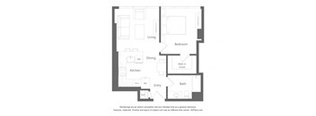 a floor plan of a unit with a bedroom and a living room
