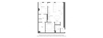 a floor plan of a unit with a bedroom and a living room