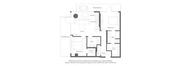 a floor plan of a unit with a bedroom and a living room