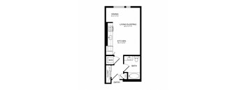 a floor plan of a 1 bedroom floor plan