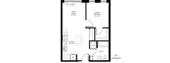 a floor plan of a 1 bedroom floor plan