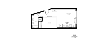 a floor plan of a 1 bedroom floor plan