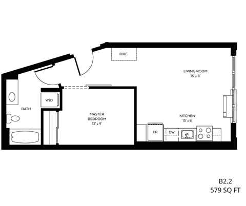 a floor plan of a 1 bedroom floor plan