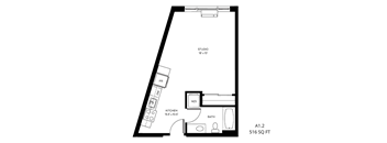 a floor plan of a 555 sq ft floor plan with a bedroom and a bathroom