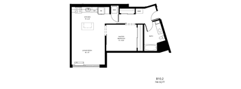 a floor plan of a house with a bedroom and a living room