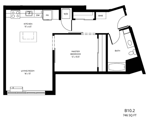 a floor plan of a house with a bedroom and a living room
