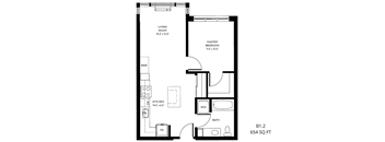 a floor plan of a 1 bedroom floor plan