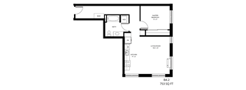 a floor plan of a small house with a bedroom and a living room