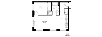 a floor plan of a small house with a bedroom and a living room
