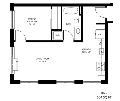 a floor plan of a small house with a bedroom and a living room
