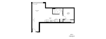 a floor plan of a 1 bedroom floor plan with a loft