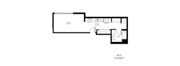 a floor plan of a small house with a bedroom and a living room
