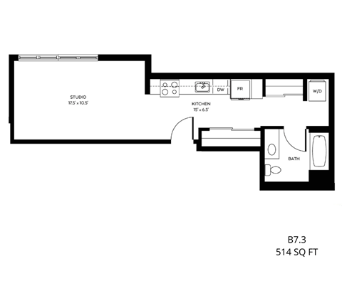 a floor plan of a small house with a bedroom and a living room