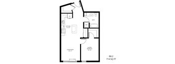 a floor plan of a 1 bedroom floor plan for an apartment