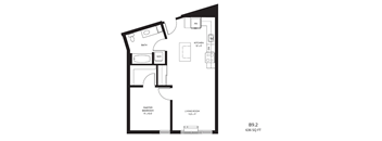 a floor plan of a 1 bedroom floor plan for an apartment