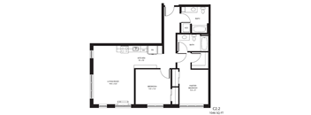 a floor plan of a 1 bedroom floor plan
