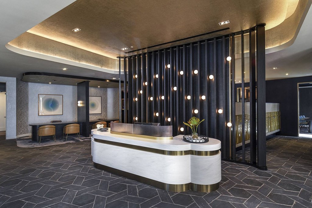 the lobby or reception area of the hotel