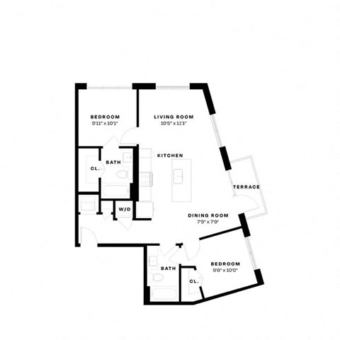 a floor plan of a house with a black and white floor