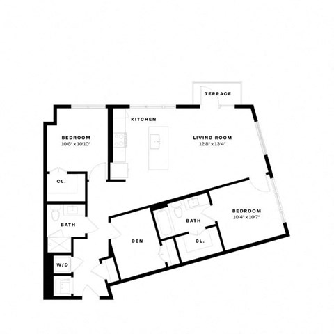 a floor plan of a house rectangular floor layout with bedrooms and baths