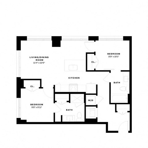 a floor plan of a house with a black and white floor