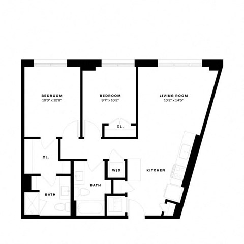 a floor plan of a house with a black and white floor