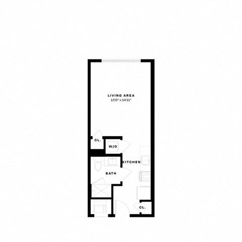 floor plan of a 555 sq ft apartment